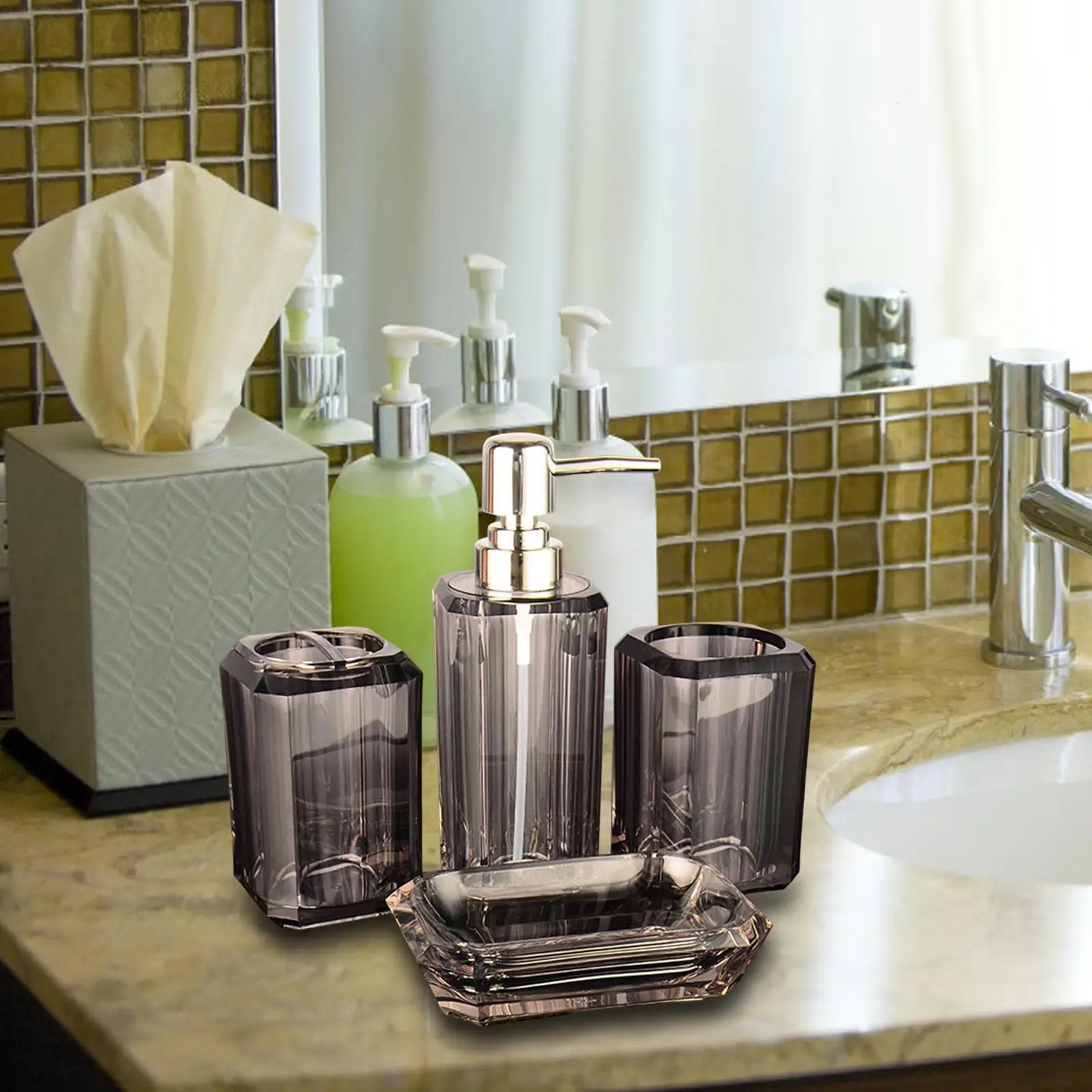 4-Piece Acrylic Bathroom Essentials Set - Image 4