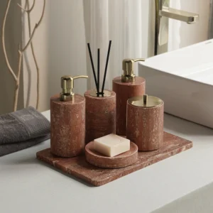 Red Travertine Bathroom Accessory Collection