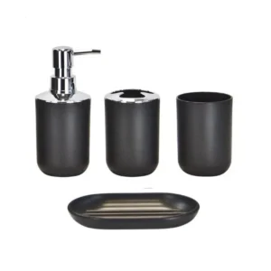 4-Piece Modern Plastic Bathroom Essentials Set
