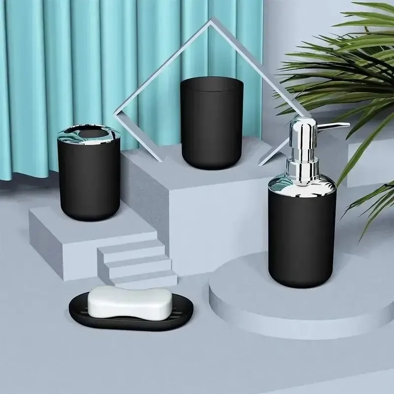 4-Piece Modern Plastic Bathroom Essentials Set - Image 3