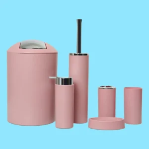 6-Piece Modern Plastic Bathroom Essentials Set