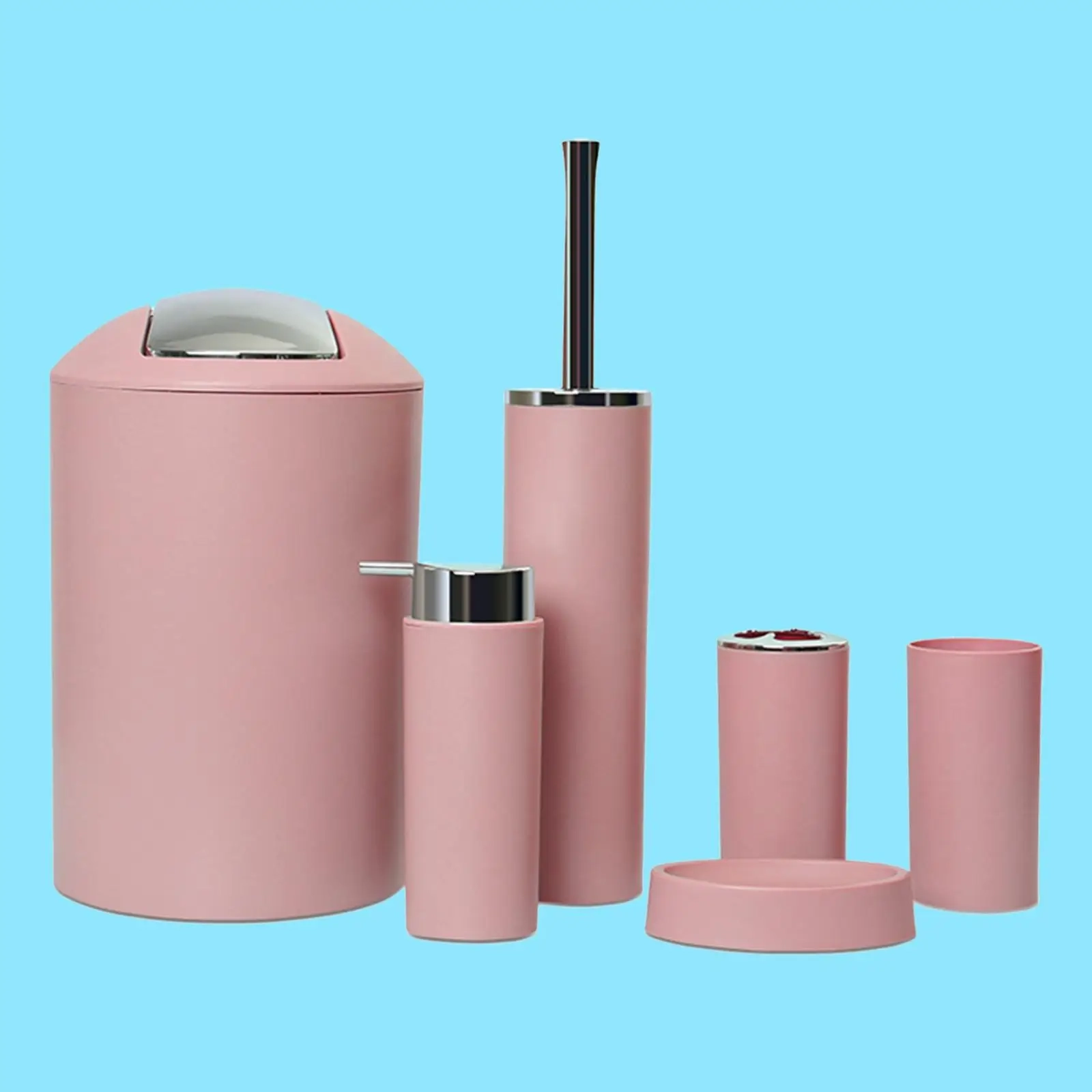 6-Piece Modern Plastic Bathroom Essentials Set