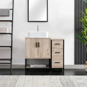 36-Inch Bathroom Vanity Cabinet with Vessel Sink and Side Storage