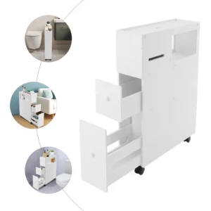 Slim Rolling Bathroom Storage Cabinet