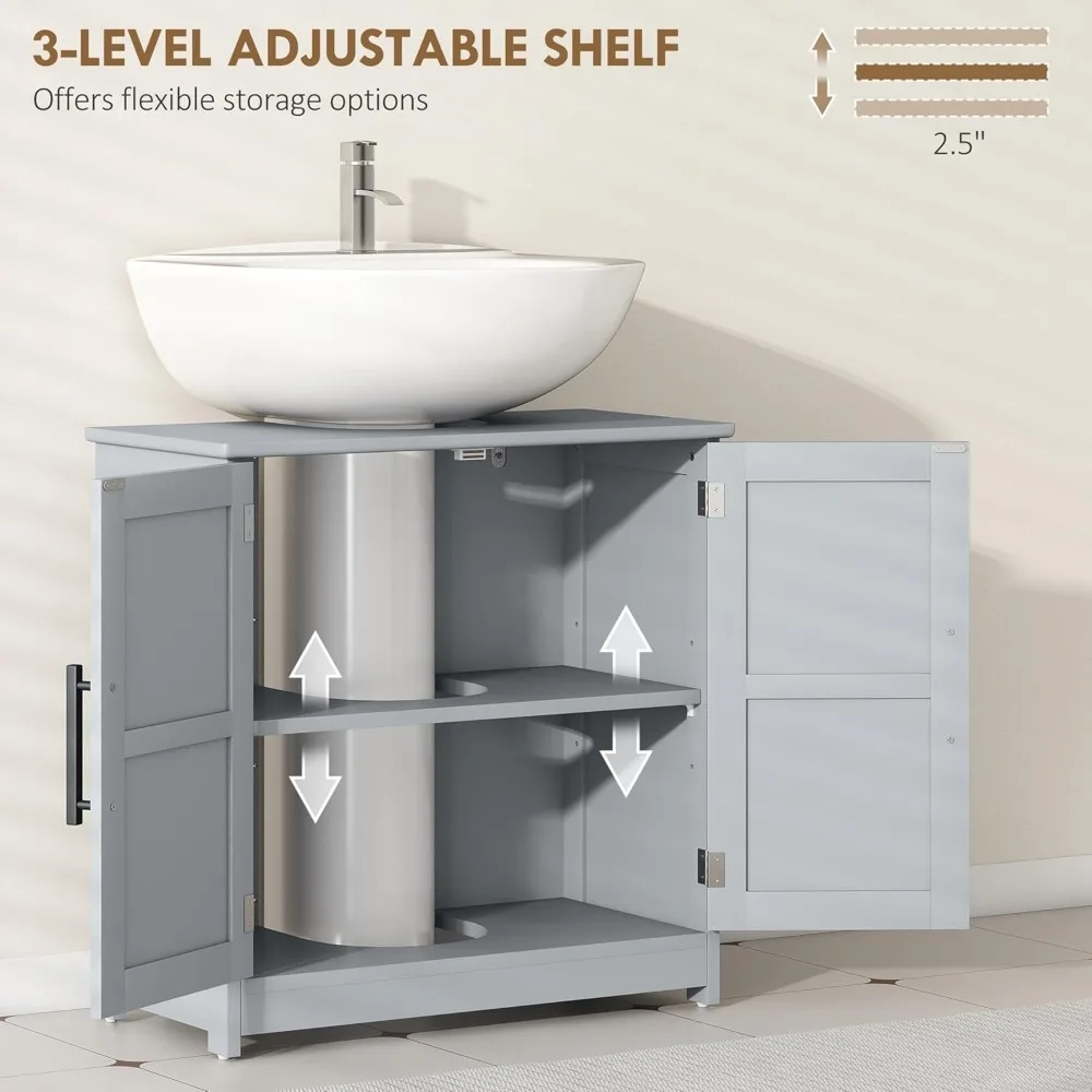Farmhouse Freestanding Under Sink Storage Cabinet with Adjustable Shelf and Barn Doors - Image 5