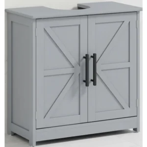 Farmhouse Freestanding Under Sink Storage Cabinet with Adjustable Shelf and Barn Doors