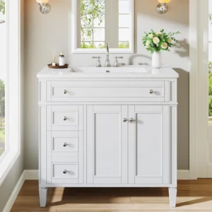 36-Inch Freestanding Bathroom Vanity with Sink, 4 Drawers and 2 Doors