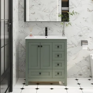 30-Inch Bathroom Vanity with Undermount Sink and Thickened Wood Storage Cabinet