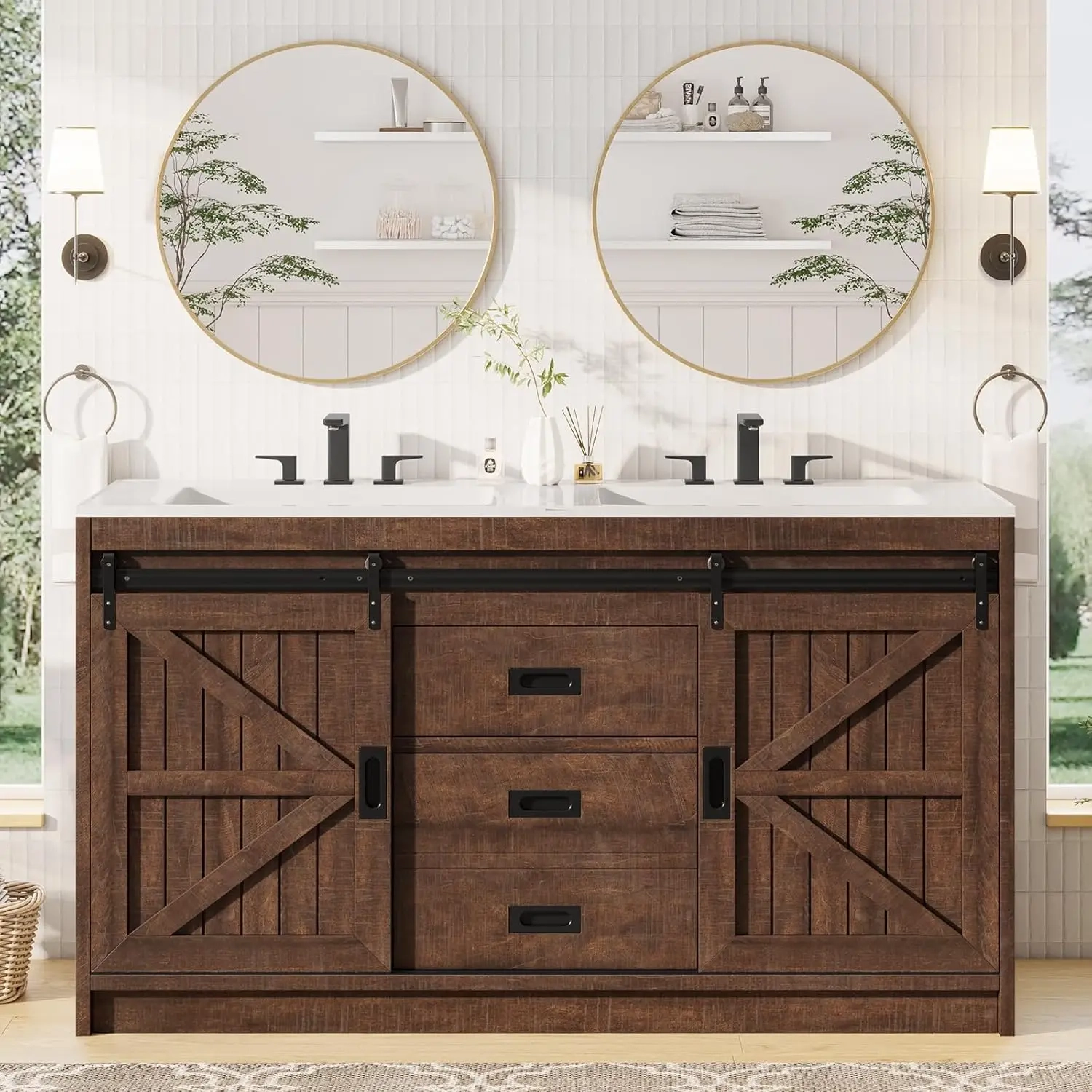61" Double Sink Bathroom Vanity Cabinet - Image 3