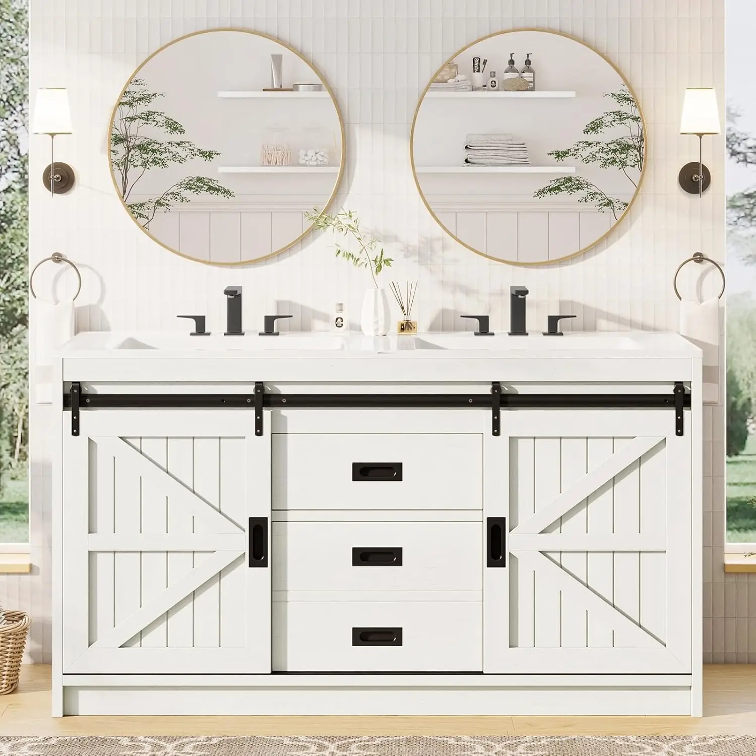 61" Double Sink Bathroom Vanity Cabinet