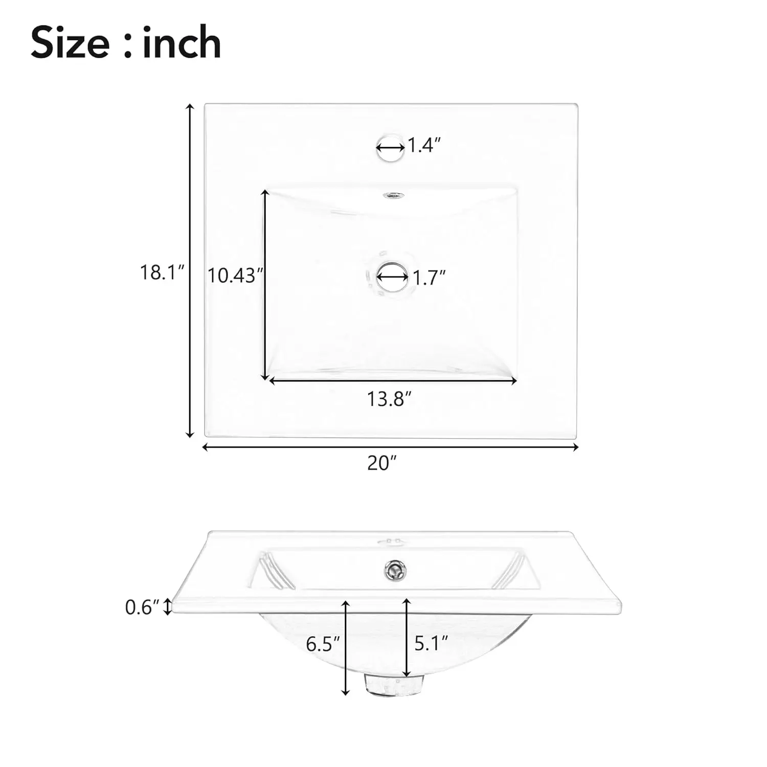 20-Inch Bathroom Vanity with Ceramic Sink, Adjustable Shelf and Soft-Close Door - Image 4