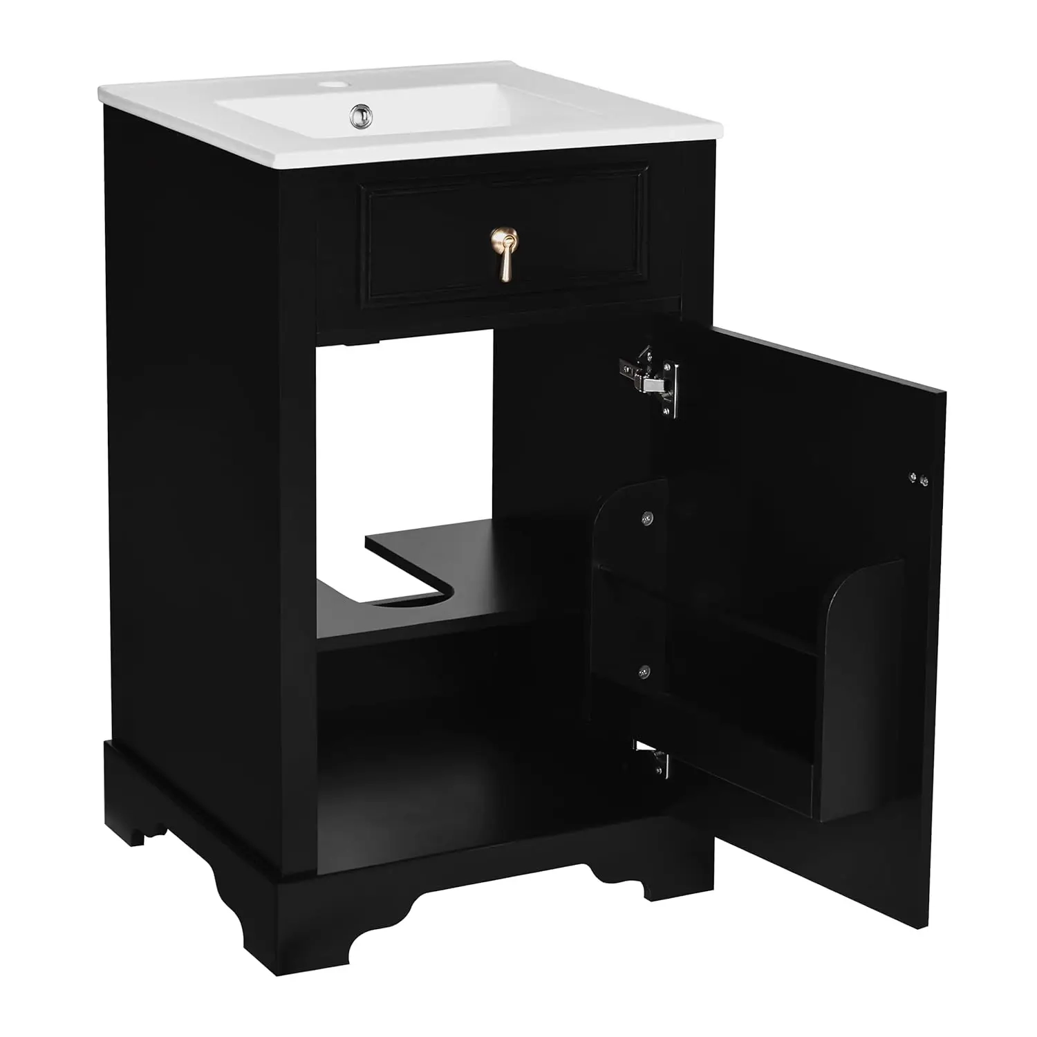 20-Inch Bathroom Vanity with Ceramic Sink, Adjustable Shelf and Soft-Close Door - Image 5