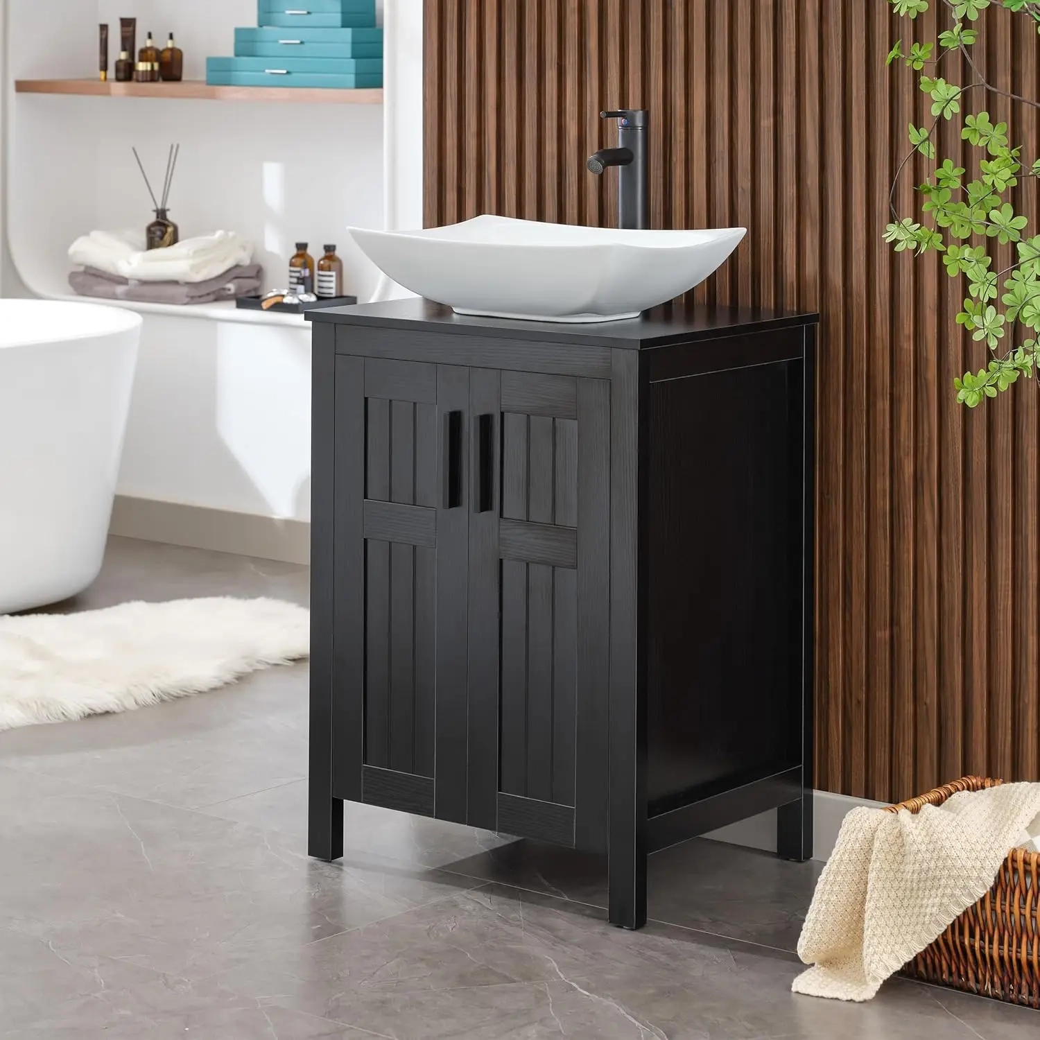 24" Black Bathroom Vanity Cabinet - Image 5