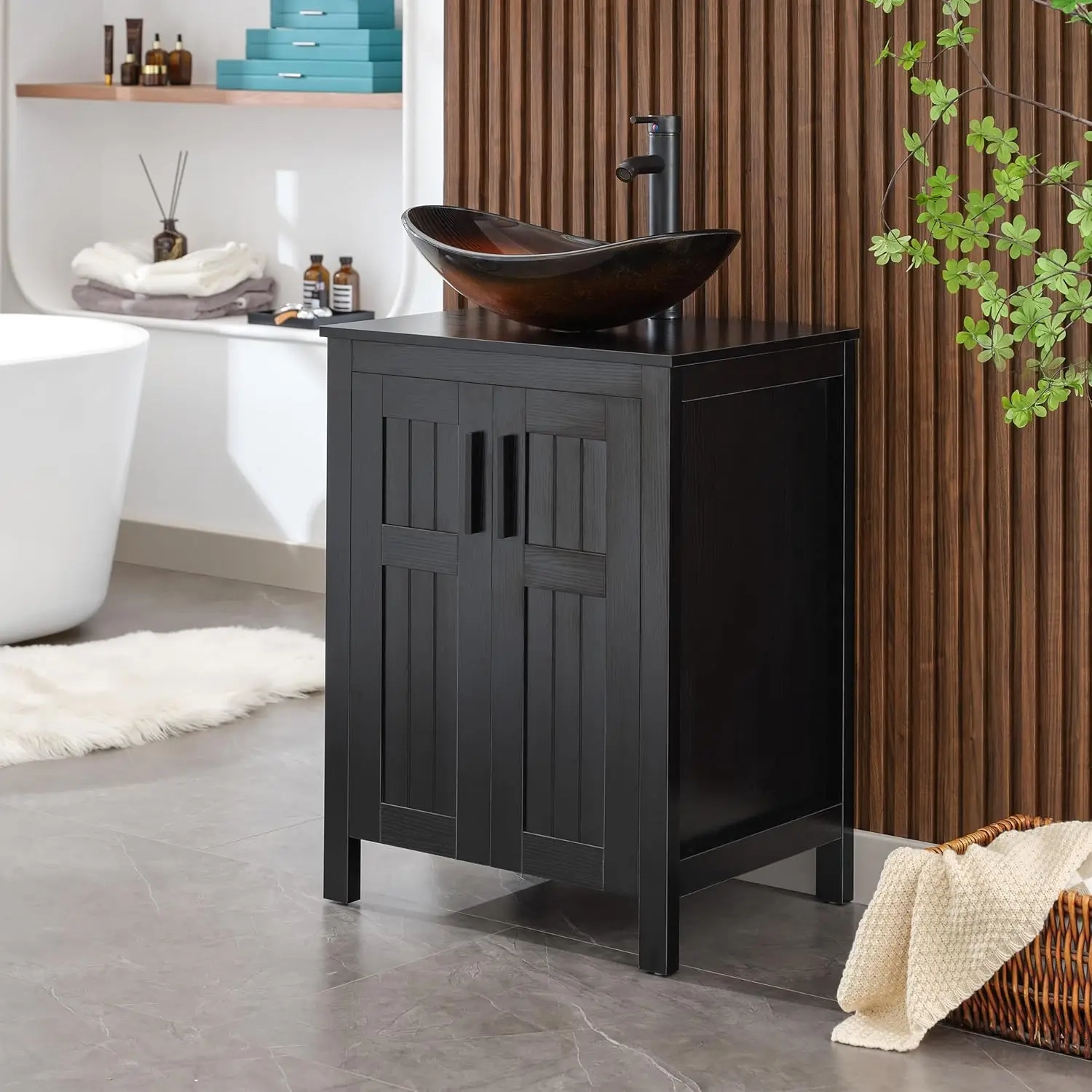 24" Black Bathroom Vanity Cabinet - Image 6