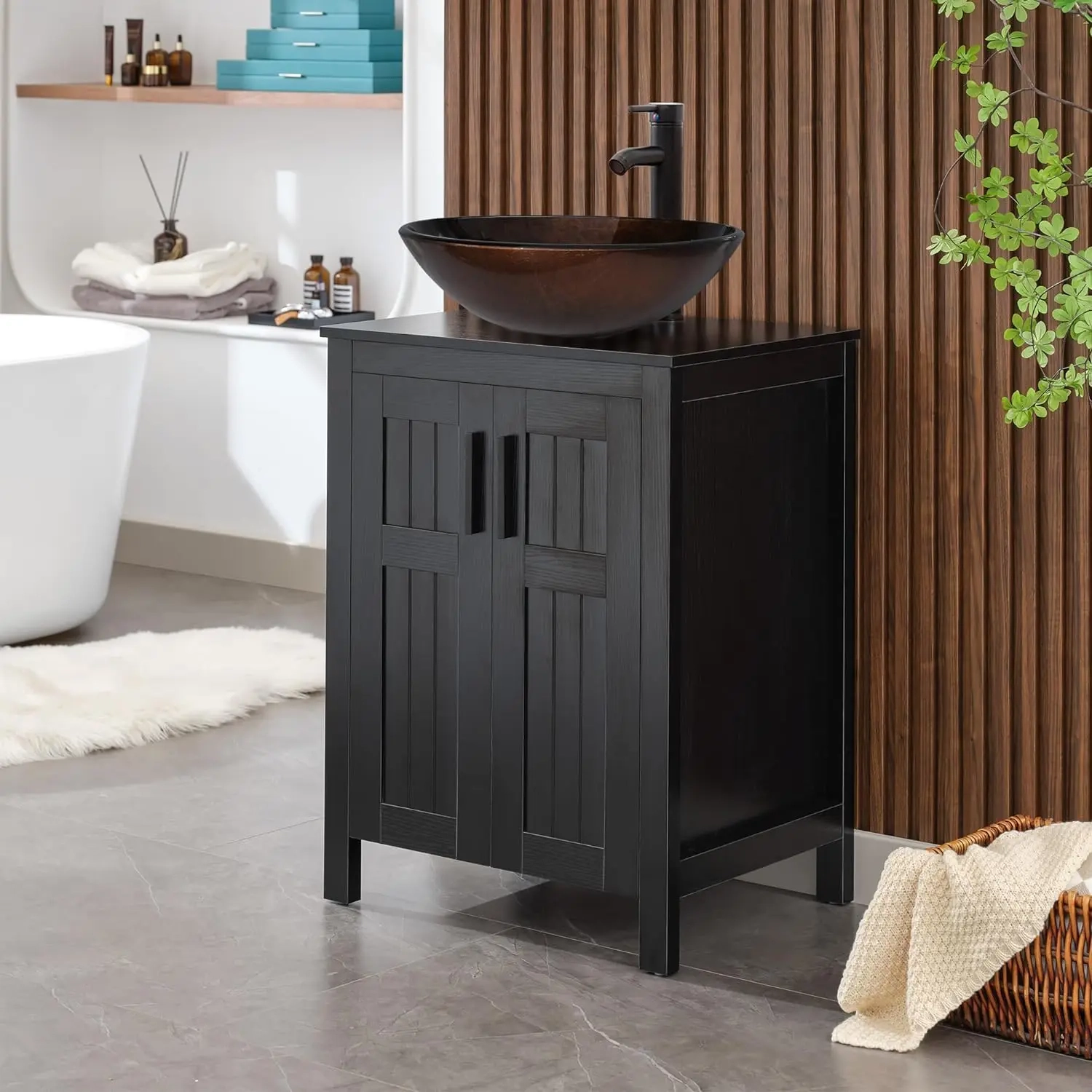24" Black Bathroom Vanity Cabinet - Image 7