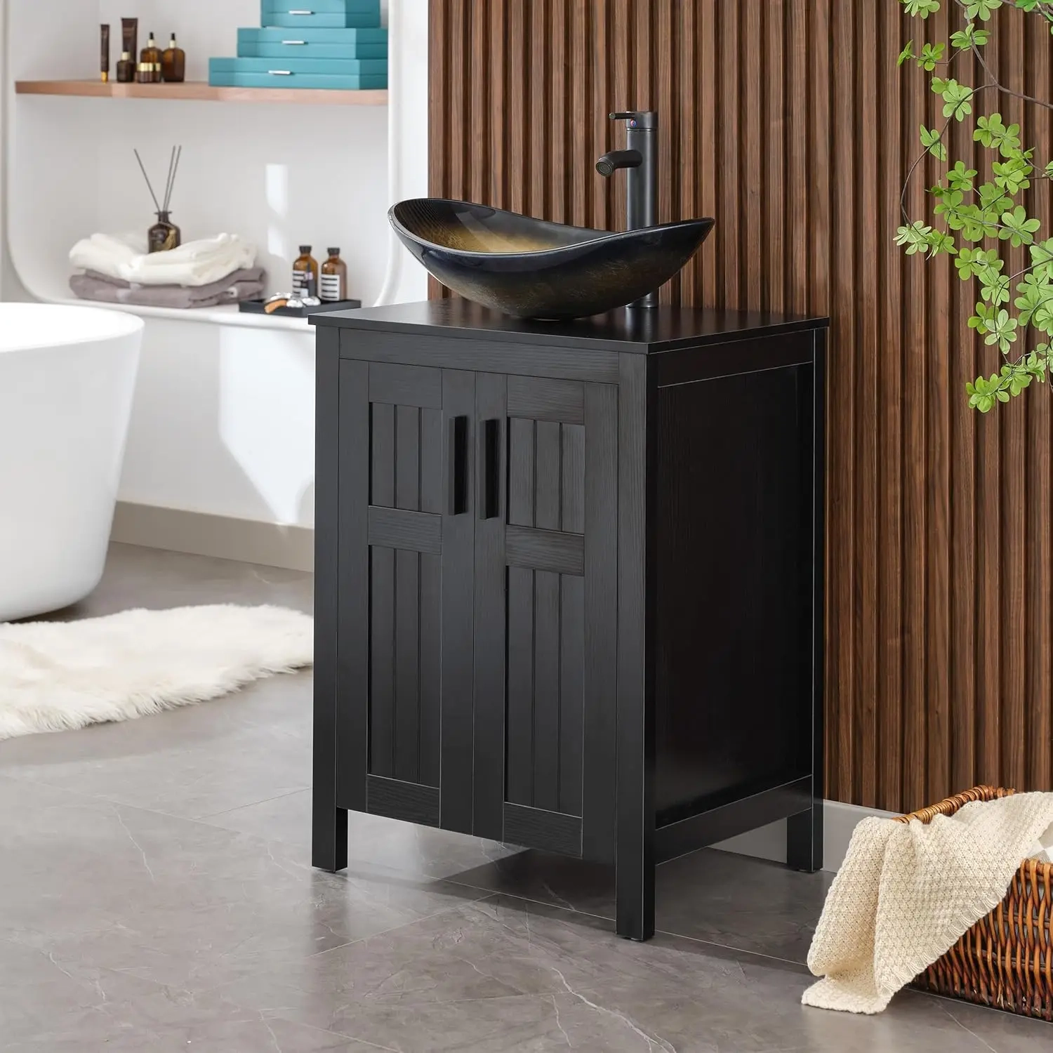 24" Black Bathroom Vanity Cabinet - Image 8