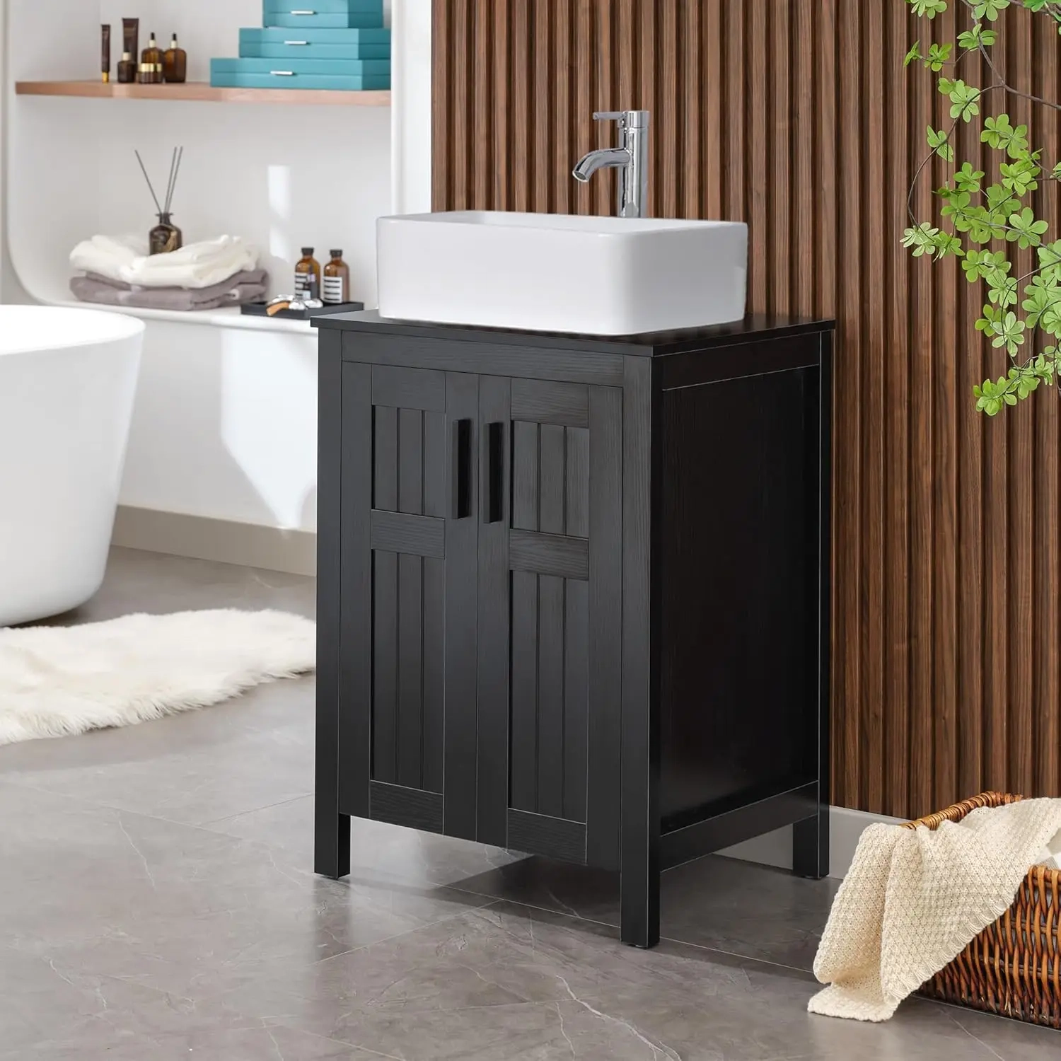 24" Black Bathroom Vanity Cabinet - Image 9