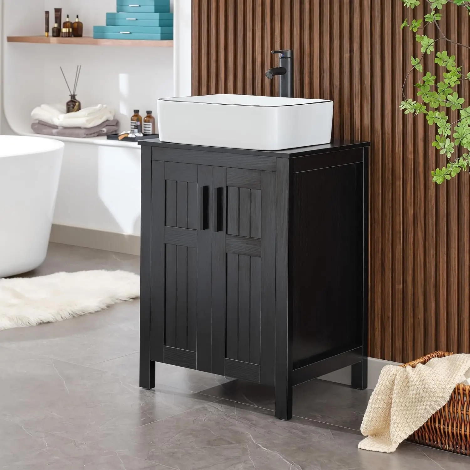 24" Black Bathroom Vanity Cabinet - Image 10