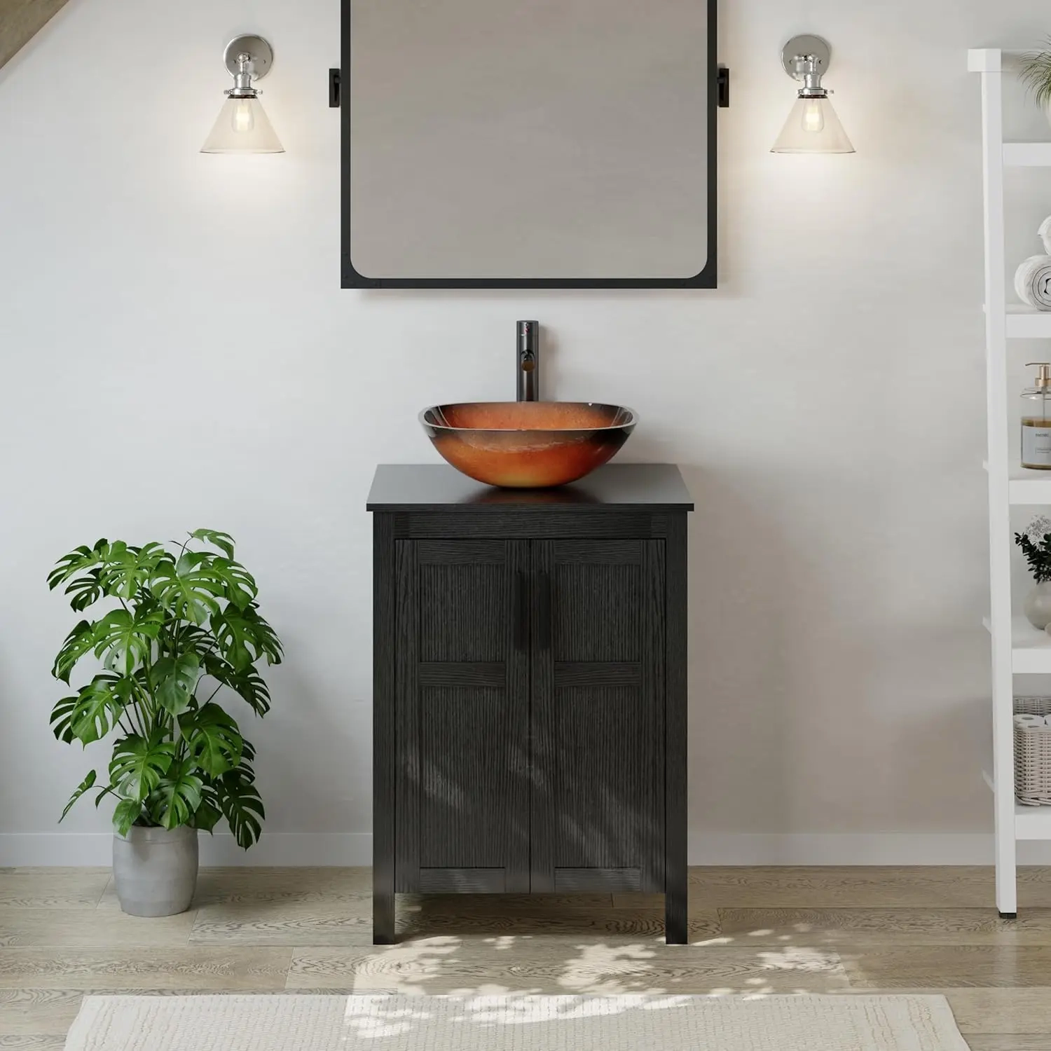 24" Black Bathroom Vanity Cabinet - Image 11