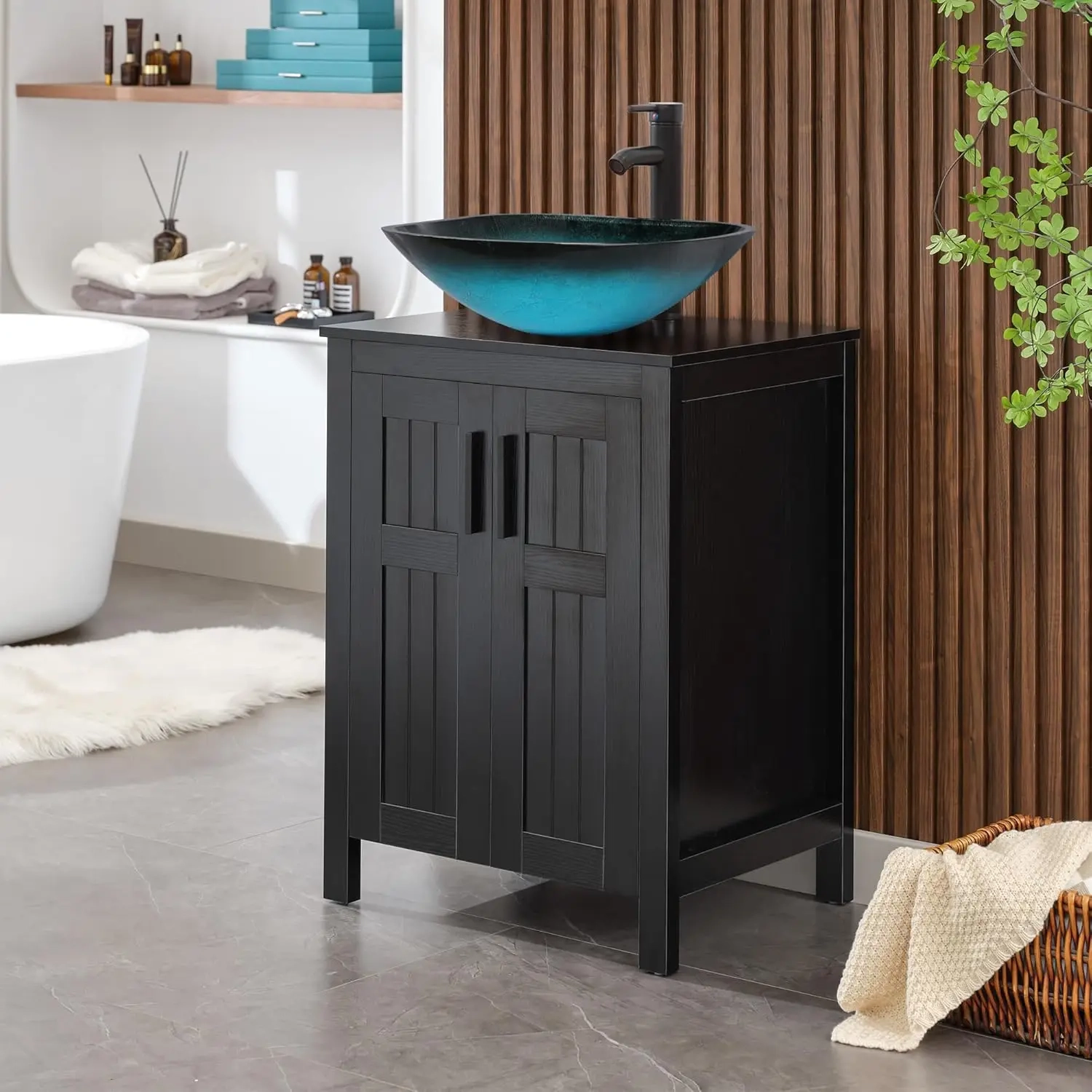 24" Black Bathroom Vanity Cabinet - Image 12