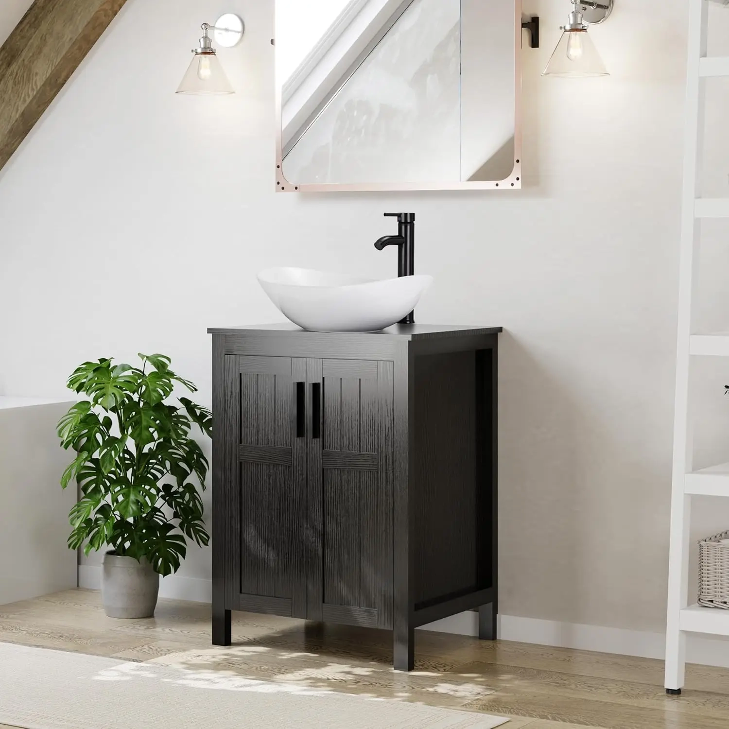 24" Black Bathroom Vanity Cabinet - Image 13