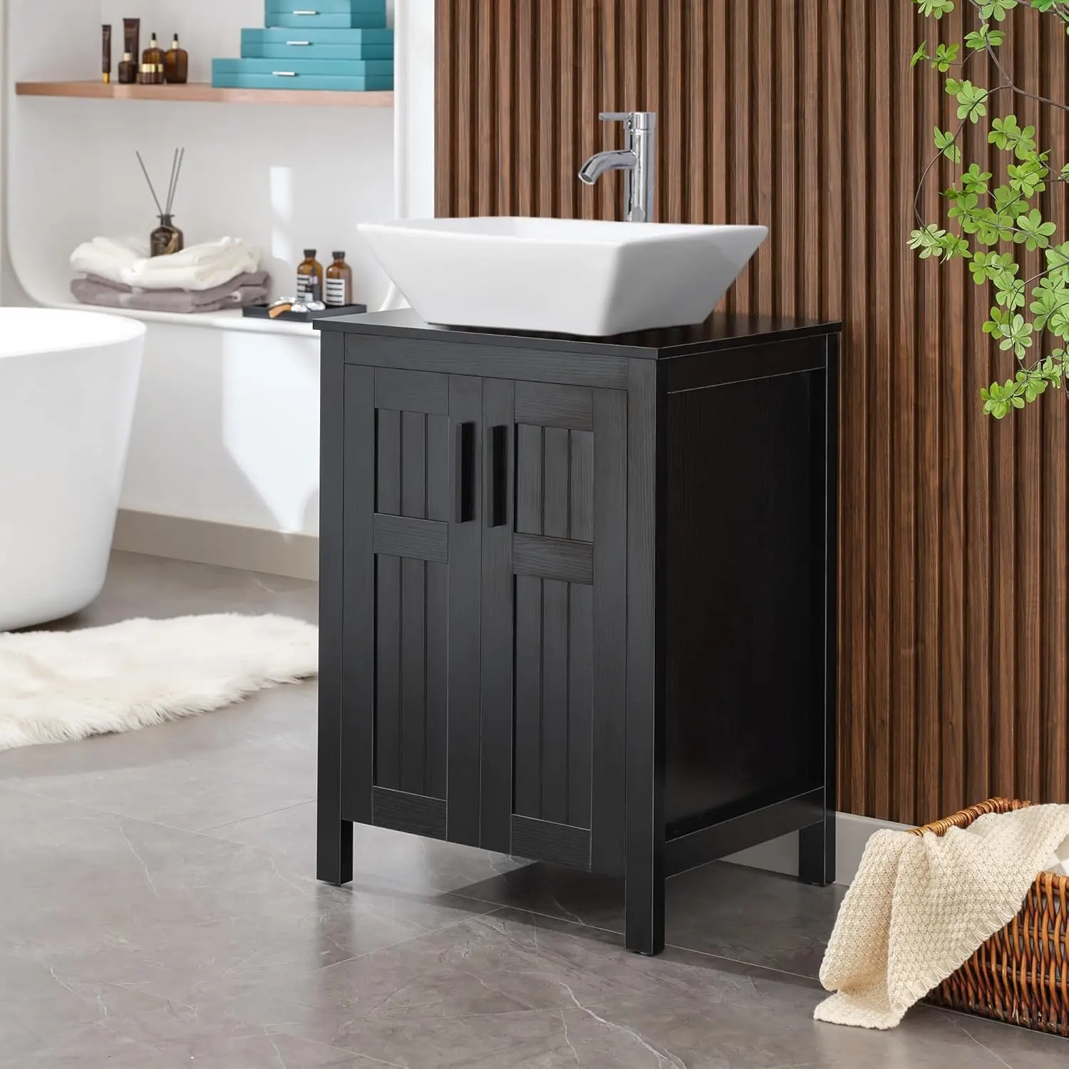 24" Black Bathroom Vanity Cabinet - Image 14