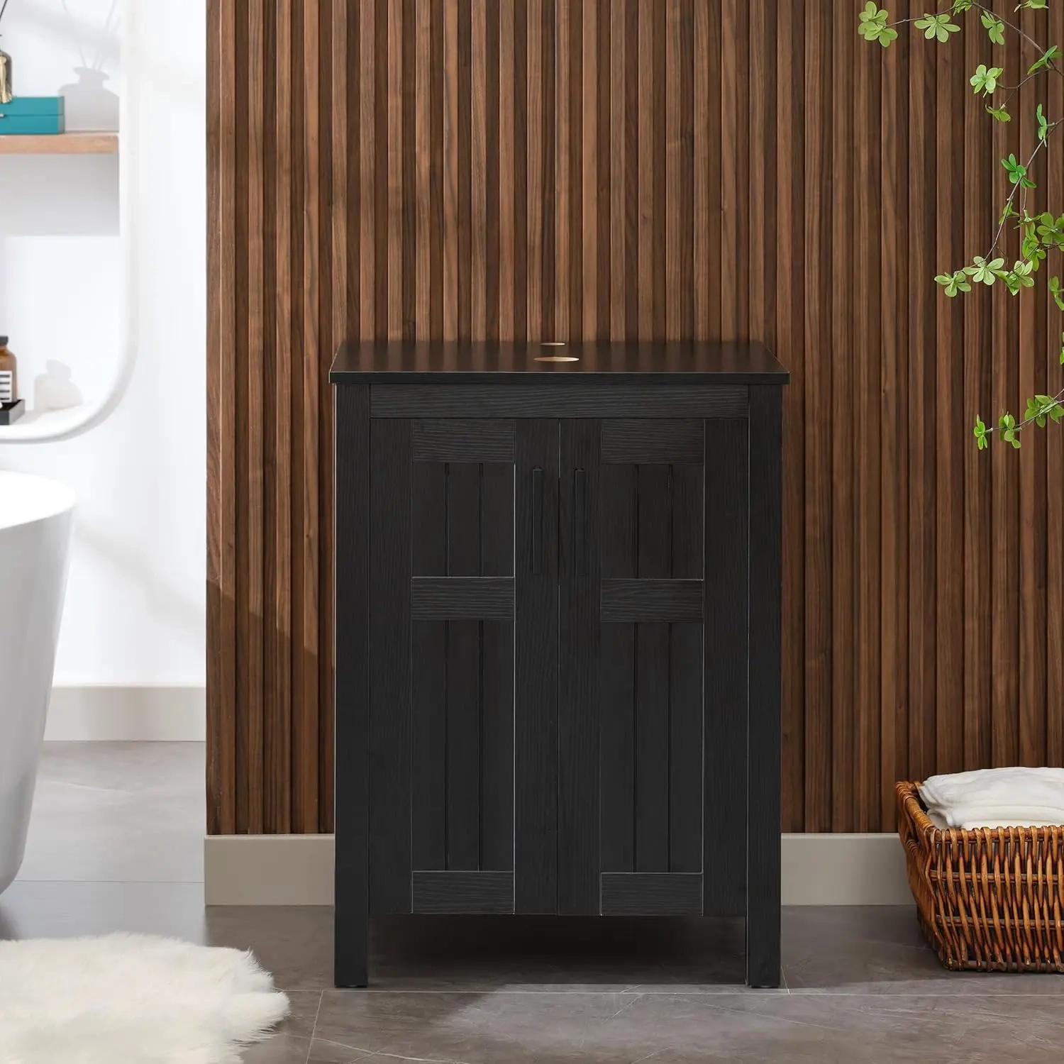 24" Black Bathroom Vanity Cabinet - Image 3
