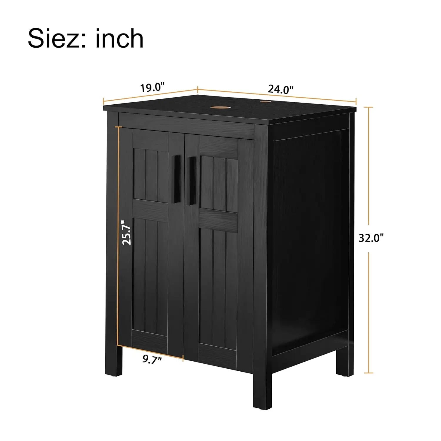 24" Black Bathroom Vanity Cabinet - Image 2