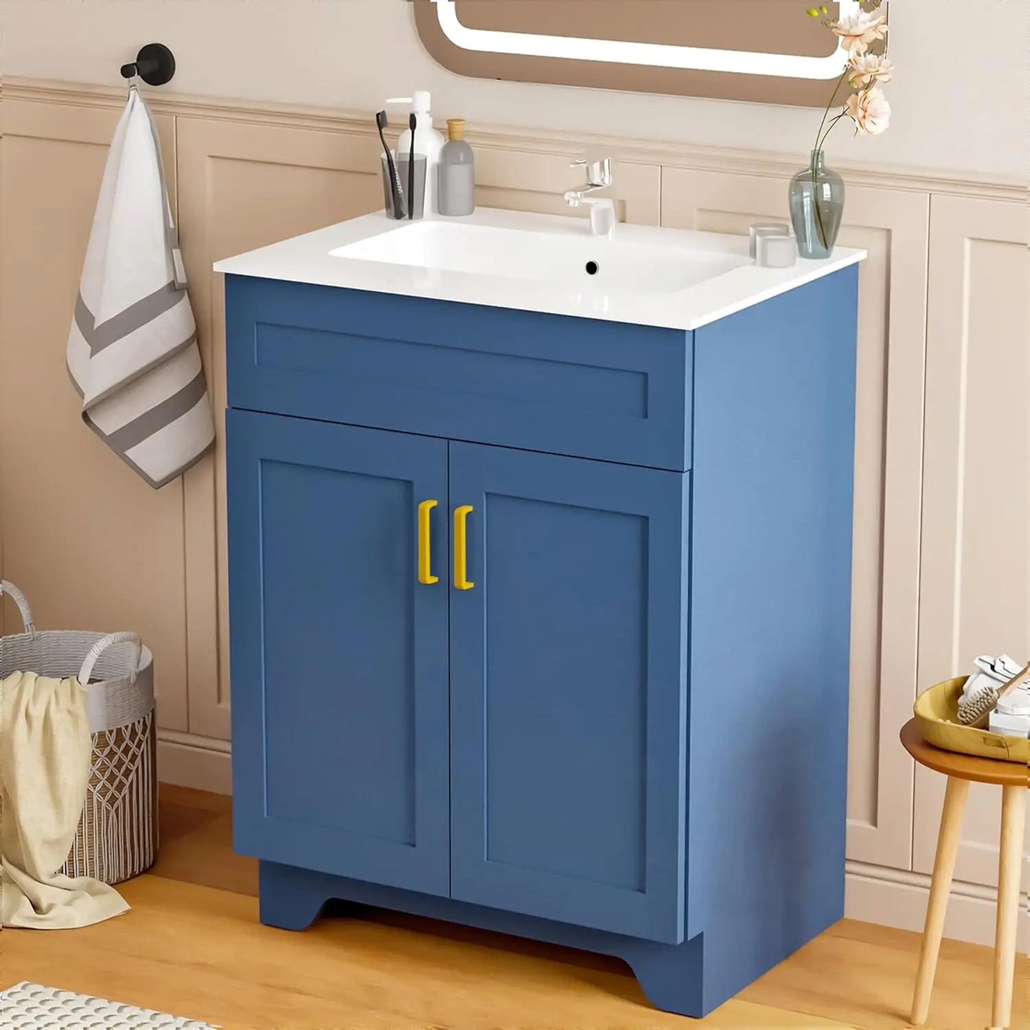 24-Inch Bathroom Vanity with Ceramic Sink and Double - Image 6