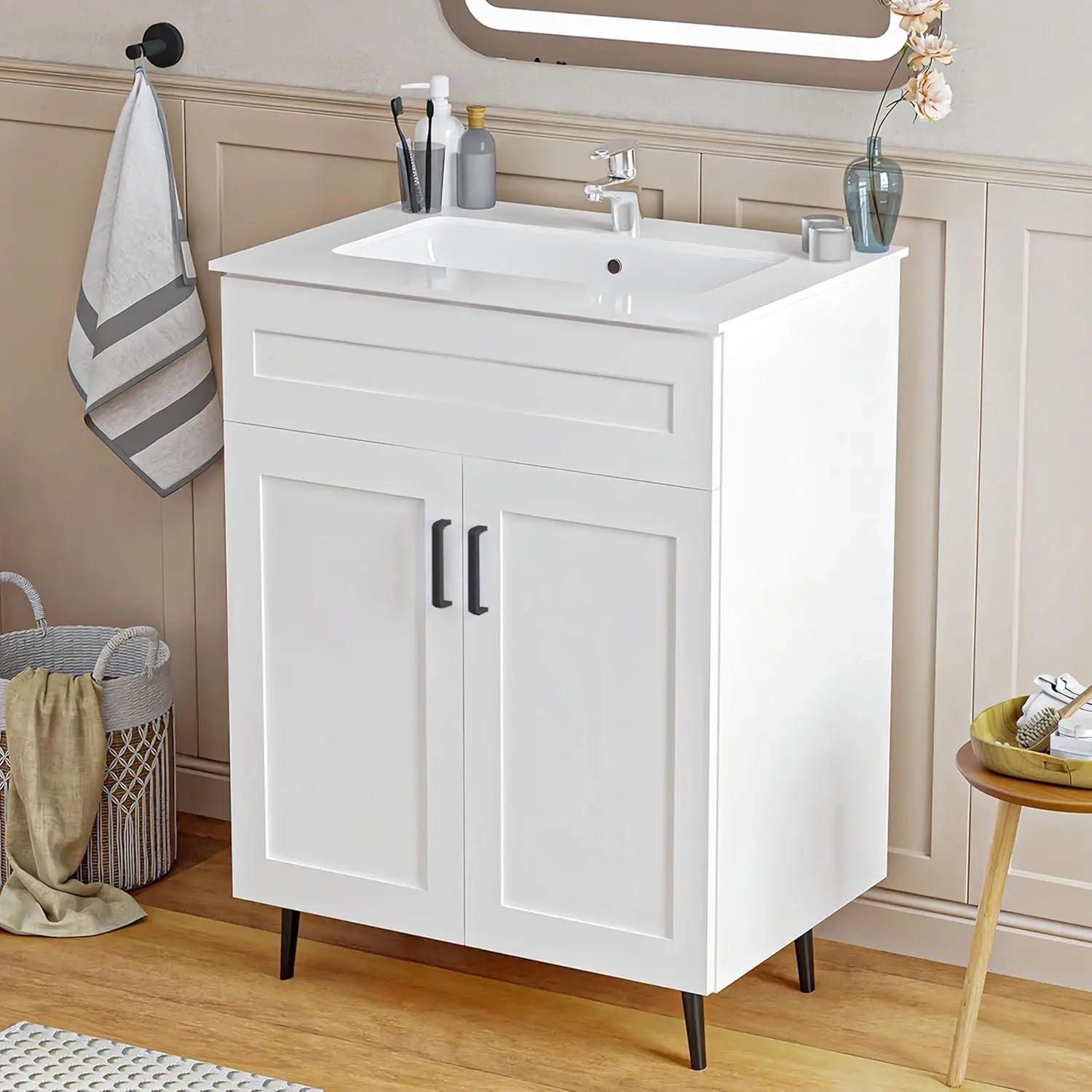 24-Inch Bathroom Vanity with Ceramic Sink and Double - Image 7