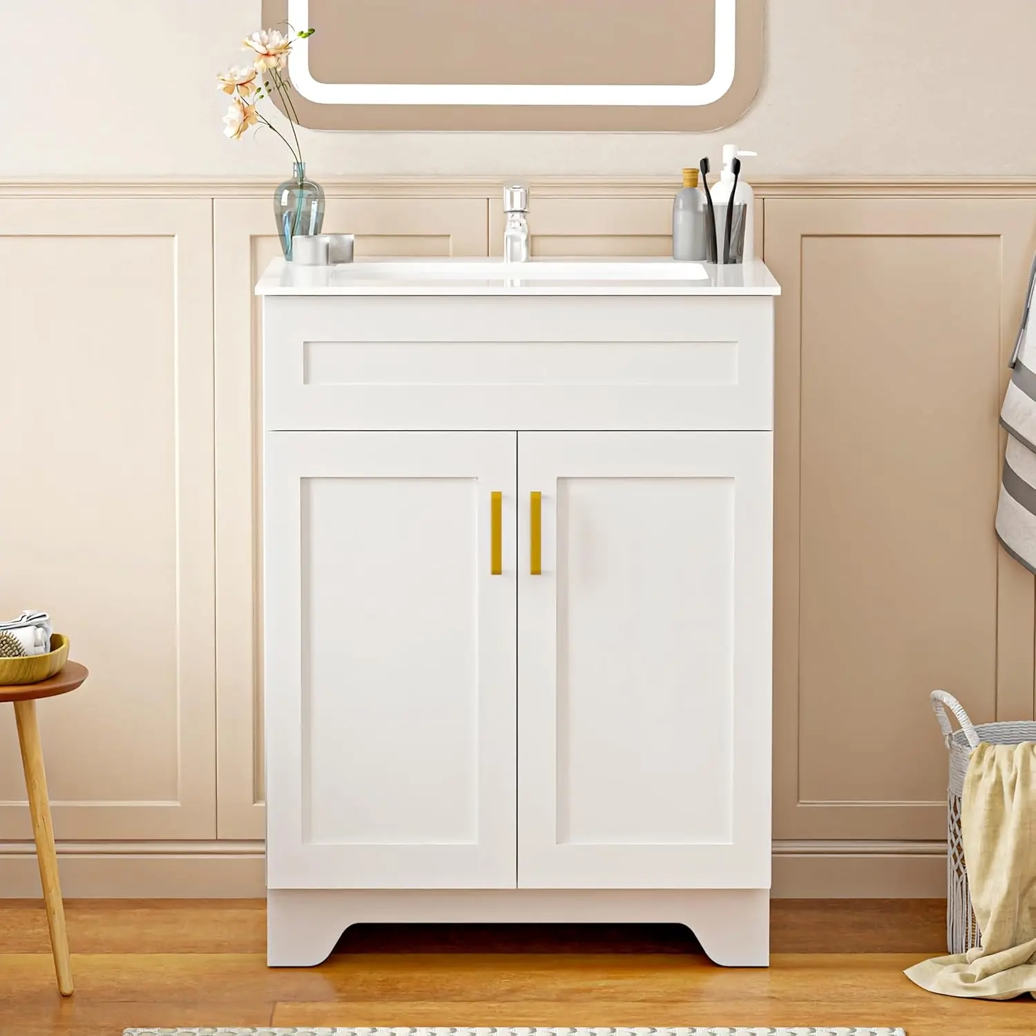 24-Inch Bathroom Vanity with Ceramic Sink and Double - Image 4