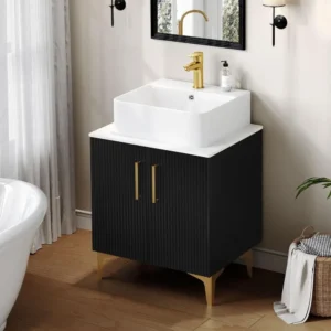24-Inch Modern Bathroom Vanity with Ceramic Sink and Storage Cabinet