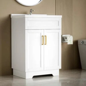 24-Inch Bathroom Vanity with Ceramic Sink and 2-Door Storage Cabinet