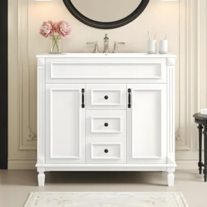 36-Inch Freestanding Bathroom Vanity with Integrated Sink and 2 Drawers