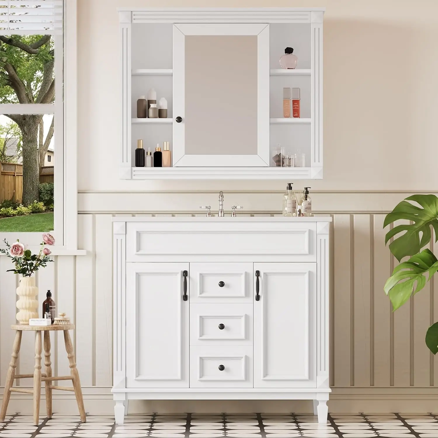 36-Inch Freestanding Bathroom Vanity with Integrated Sink and 2 Drawers - Image 5