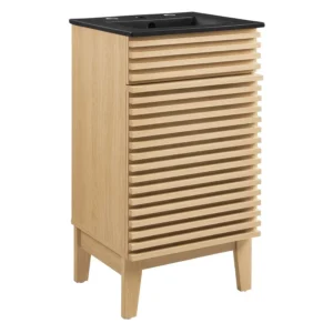 18-Inch Mid-Century Bathroom Vanity with Integrated Sink and Storage