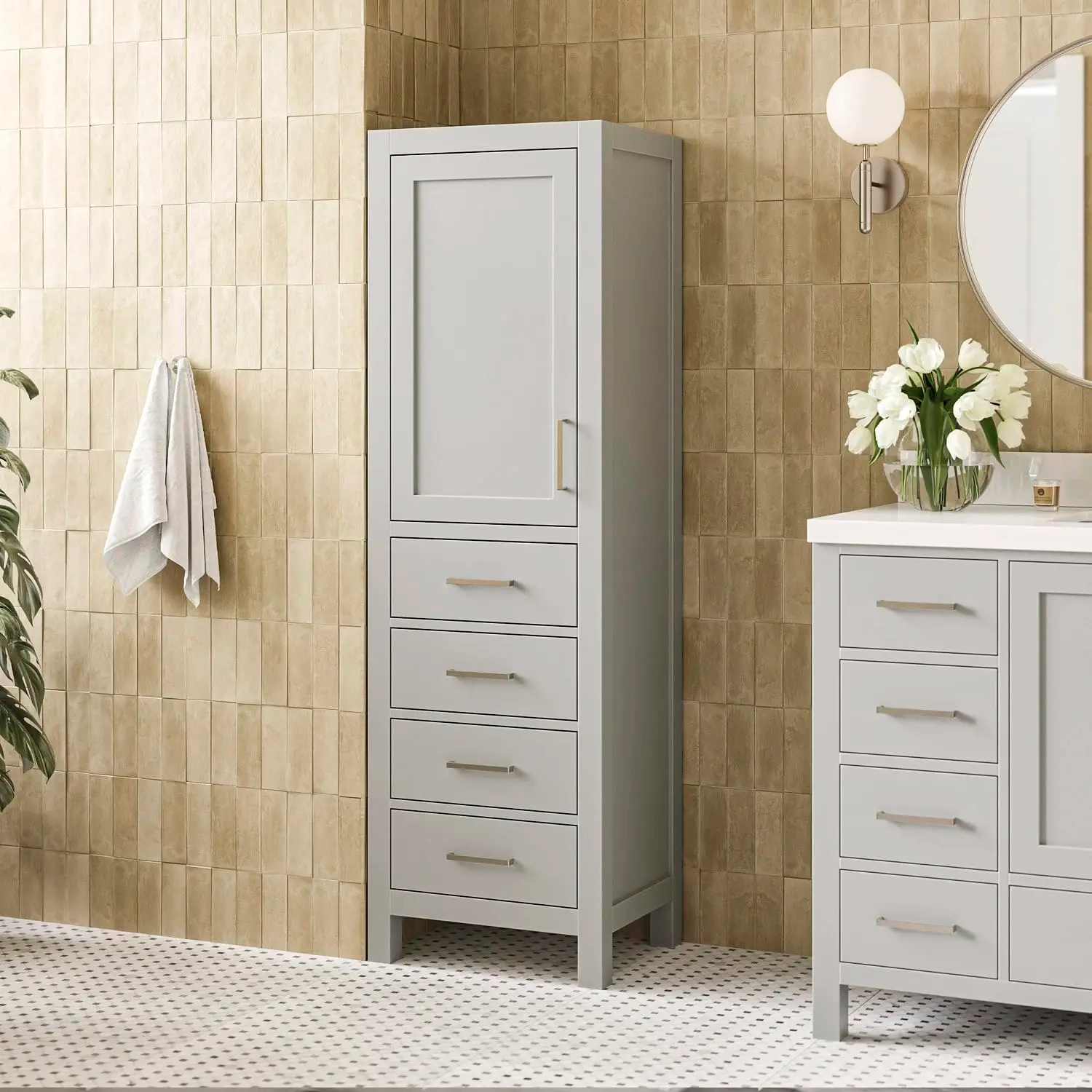 Tall Bathroom Storage Cabinet with Adjustable Shelves and Soft-Close Drawers - Image 7