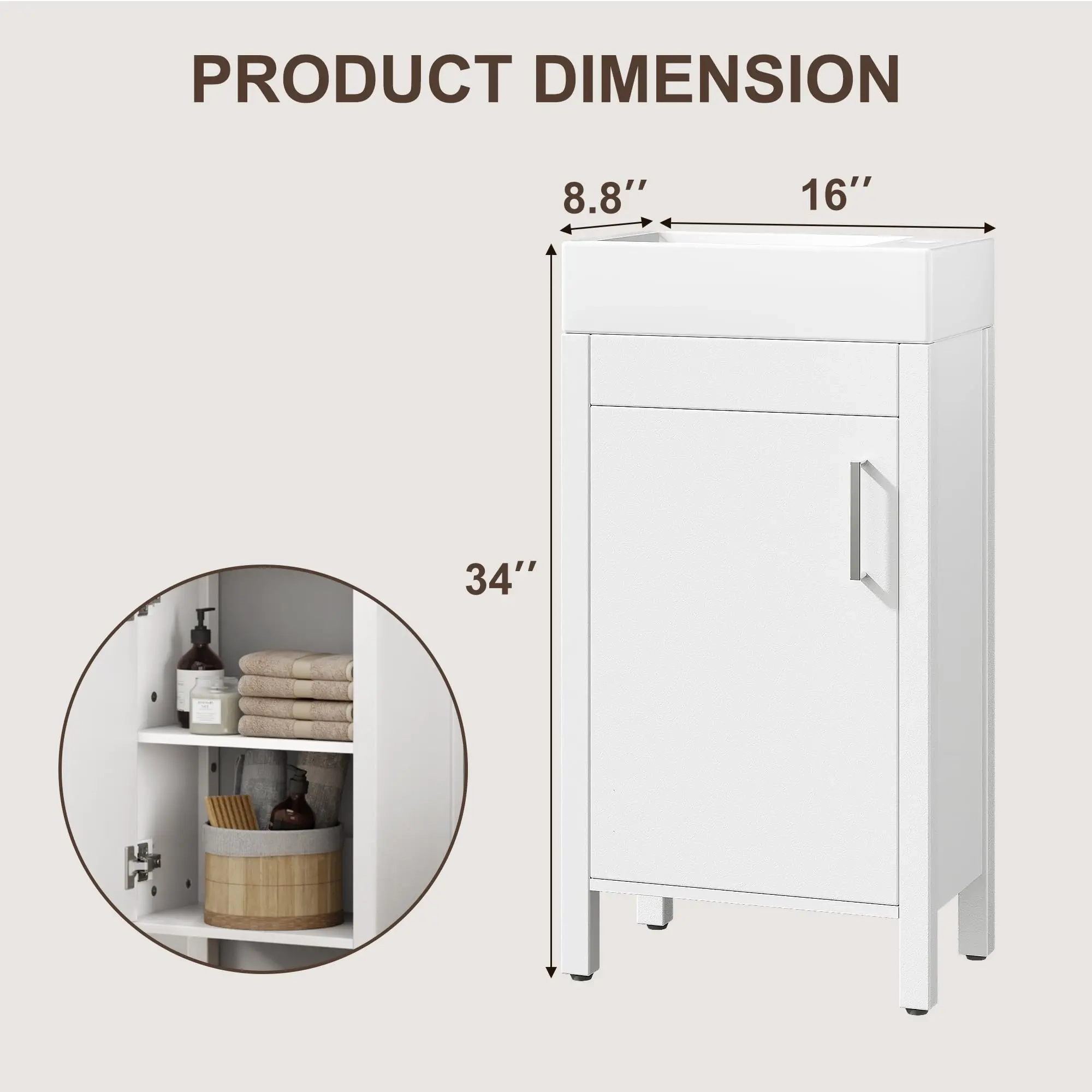 Freestanding Bathroom Vanity with Sink and Storage Drawer - Image 2