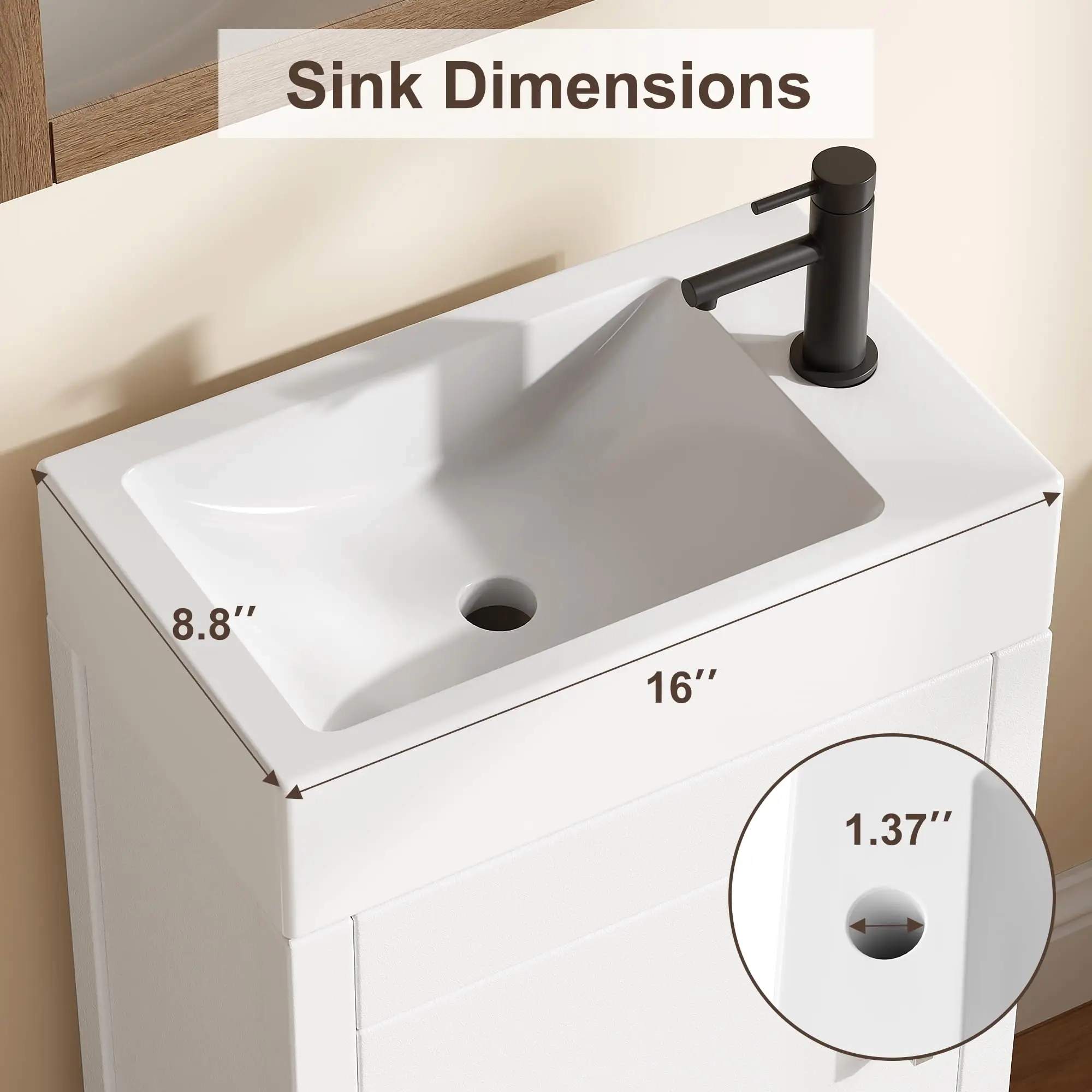 Freestanding Bathroom Vanity with Sink and Storage Drawer - Image 3