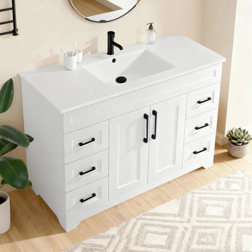 48-Inch Bathroom Vanity with Resin Sink, 6 Drawers and Soft-Close Doors - Image 2
