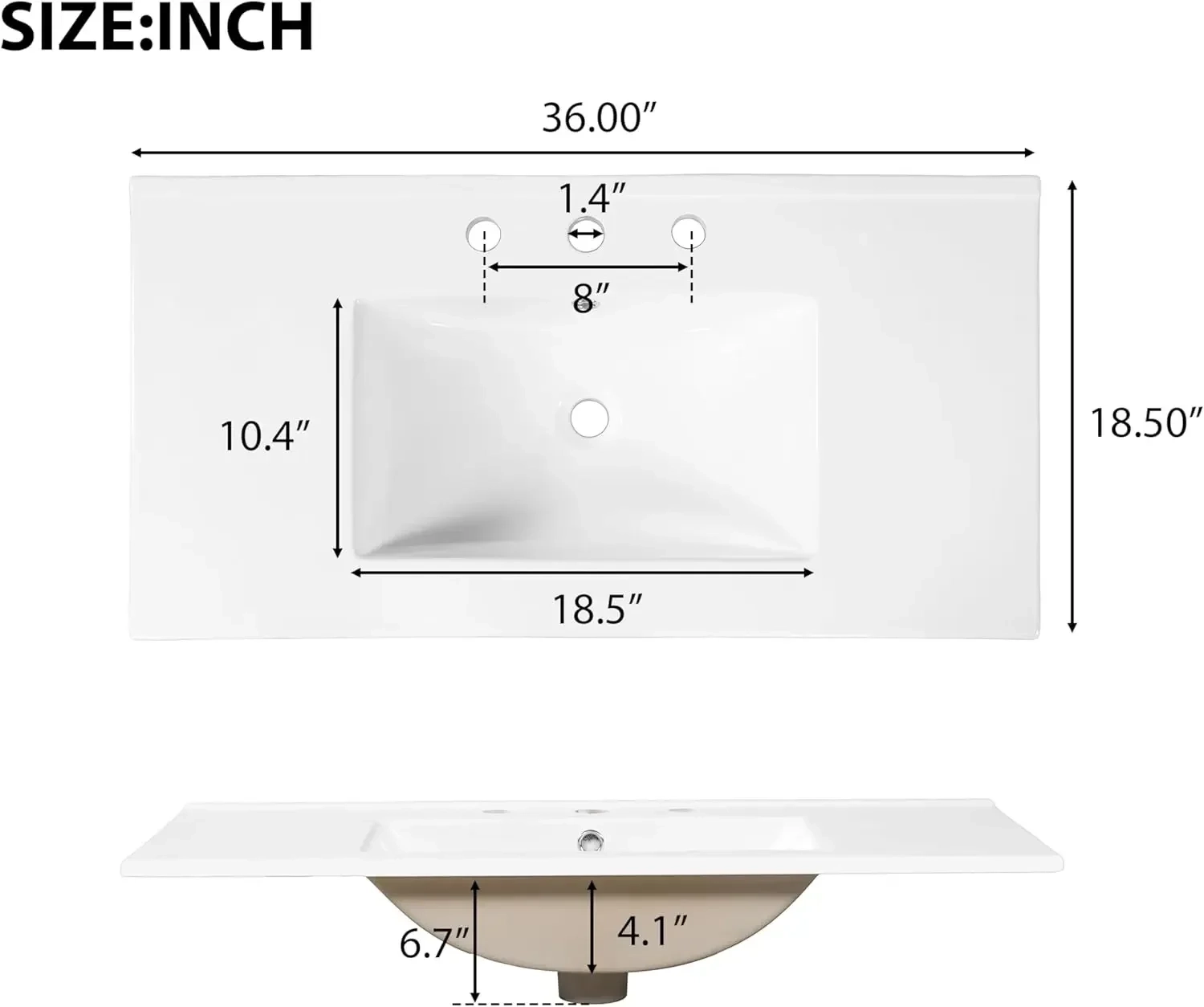 36" Mid-Century Bathroom Vanity with Sink - Image 3