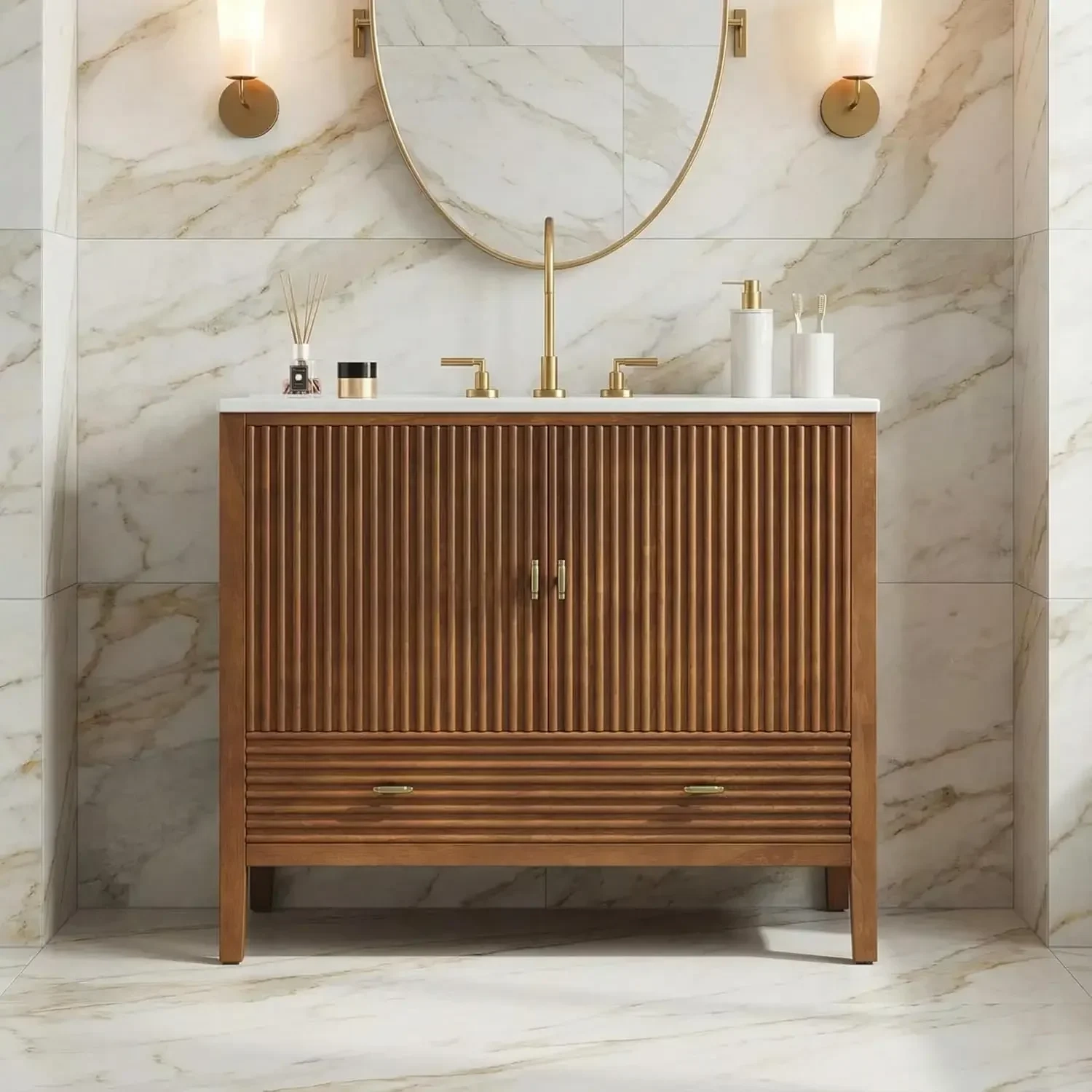 36" Mid-Century Bathroom Vanity with Sink