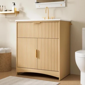 30-Inch Bathroom Vanity with Ceramic Sink, 2 Doors and U-Shaped Drawer