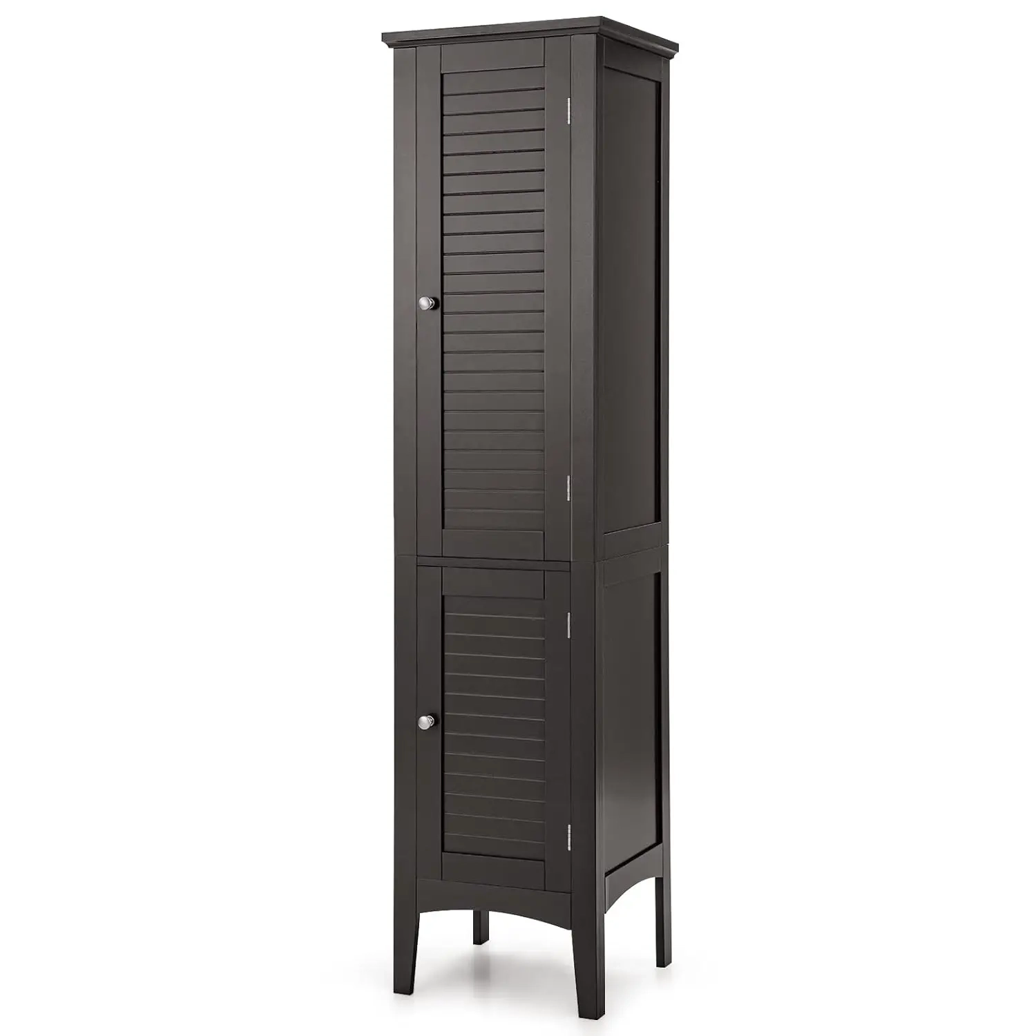 Tall Bathroom Storage Cabinet with 5-Tier Shelves and Double Doors - Image 4