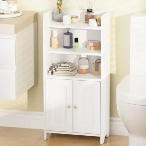 Small Bathroom Storage Cabinet with 2 Doors and Adjustable Shelves
