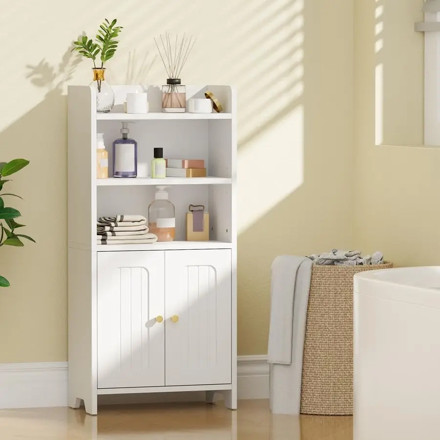 Small Bathroom Storage Cabinet with 2 Doors and Adjustable Shelves - Image 3