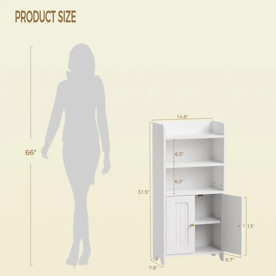 Small Bathroom Storage Cabinet with 2 Doors and Adjustable Shelves - Image 2
