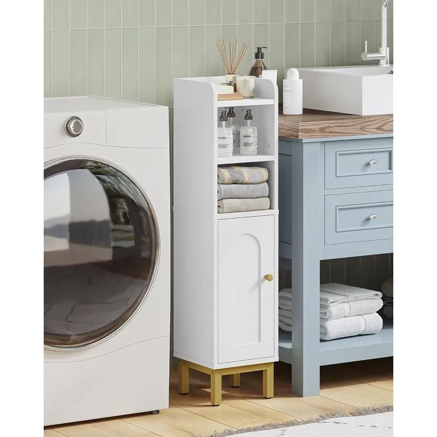 Small Corner Bathroom Storage Cabinet with Door and Adjustable Shelf - Image 3