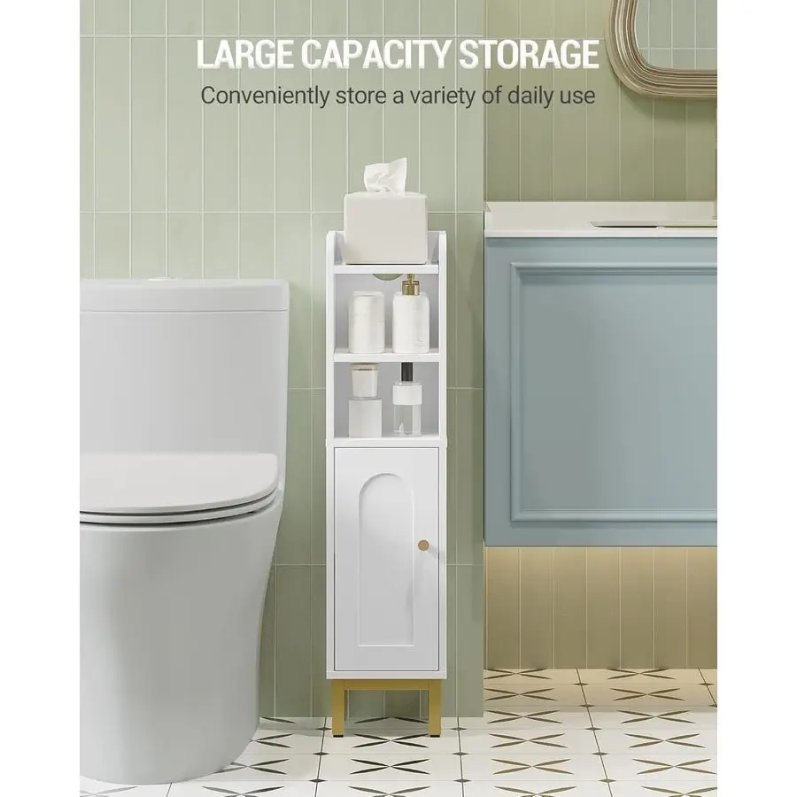 Small Corner Bathroom Storage Cabinet with Door and Adjustable Shelf - Image 4