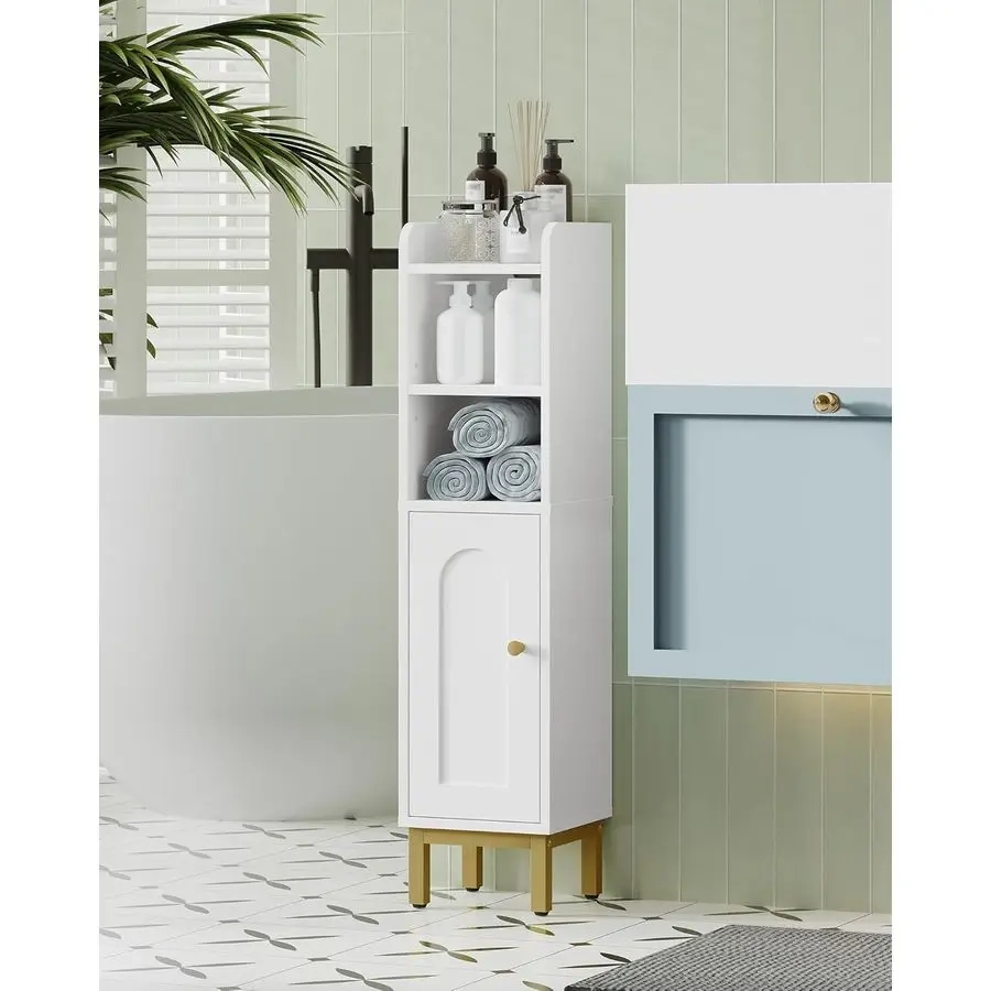 Small Corner Bathroom Storage Cabinet with Door and Adjustable Shelf - Image 5